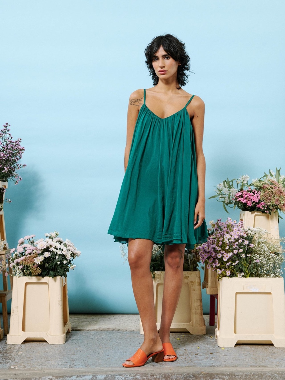 FRNCH NIHED MOSS Green Mini Dress